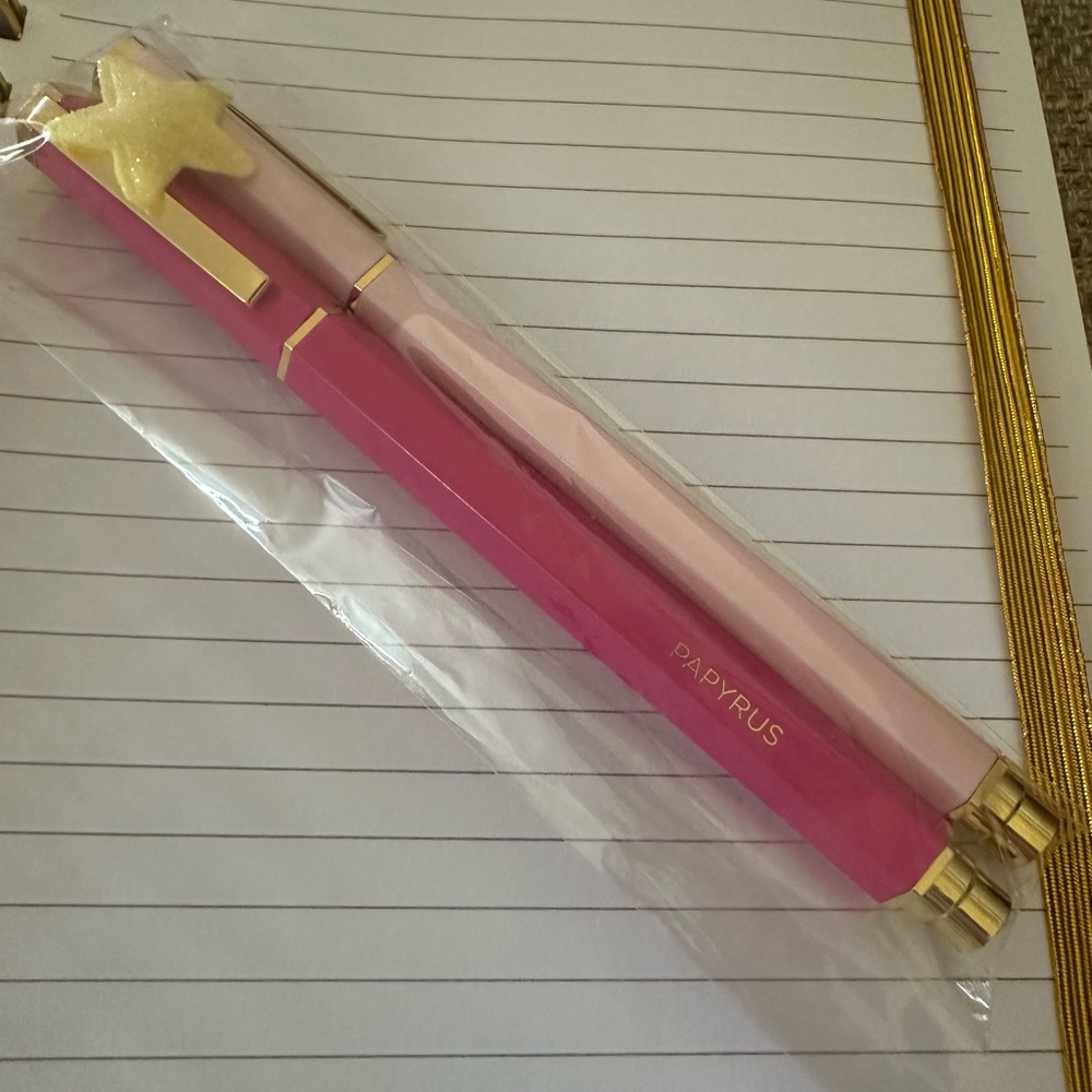 Paris Themed Pink & Gold 320 page Notebook with Papyrus Pink & Gold Pen Set - Picture 12 of 16